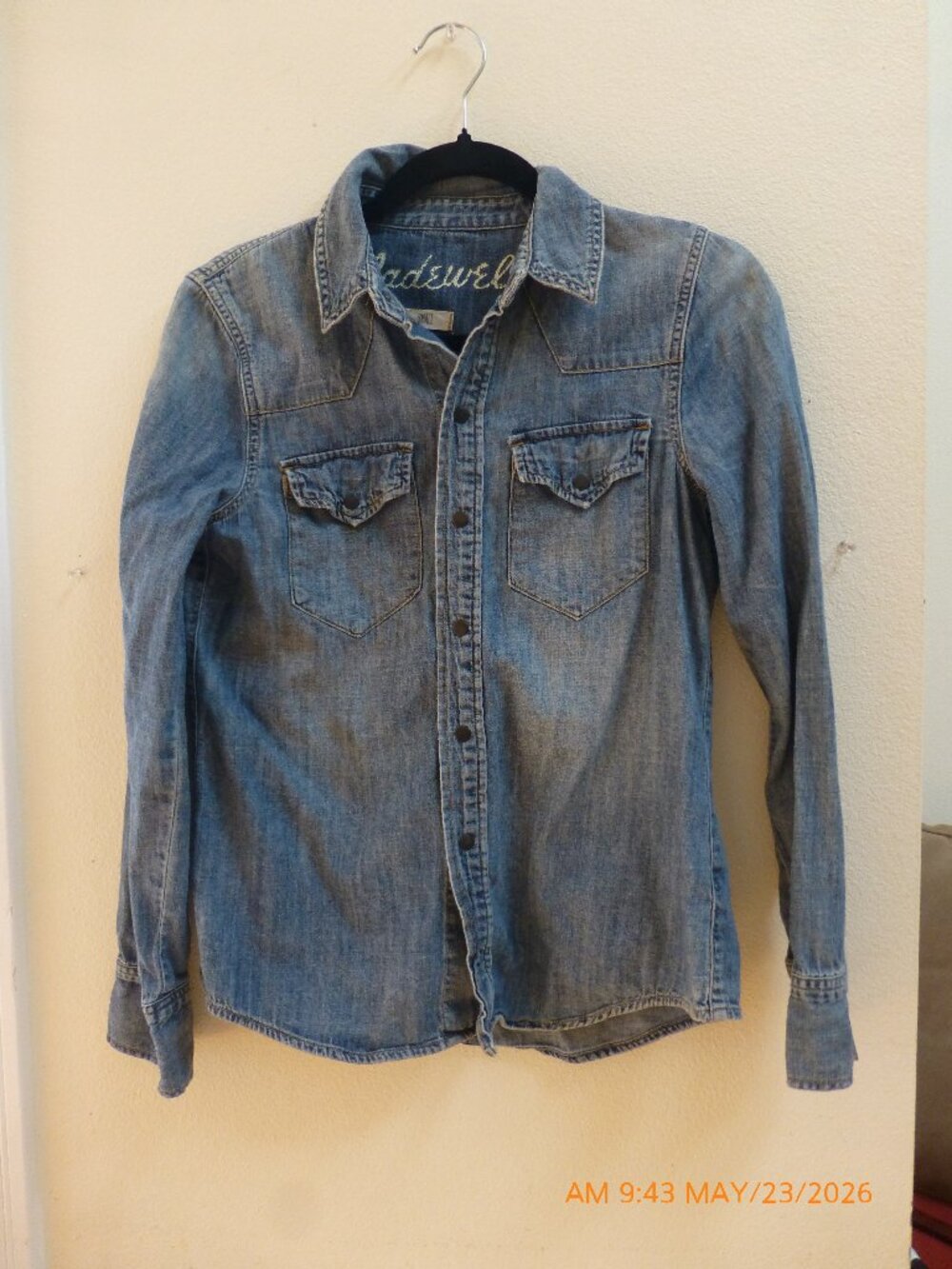 Madewell Denim Button Down  Shirt Long Sleeve Small Cotton Pockets Collar